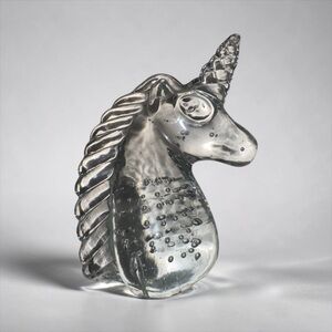 Whimsical Minimal Design Clear Glass Blown Unicorn Figurine / Paperweight